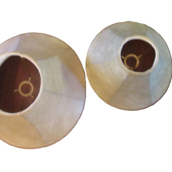 NWOT Vintage Pair of faux leather lampshades that have the spider hardware, - Picture 7 of 9